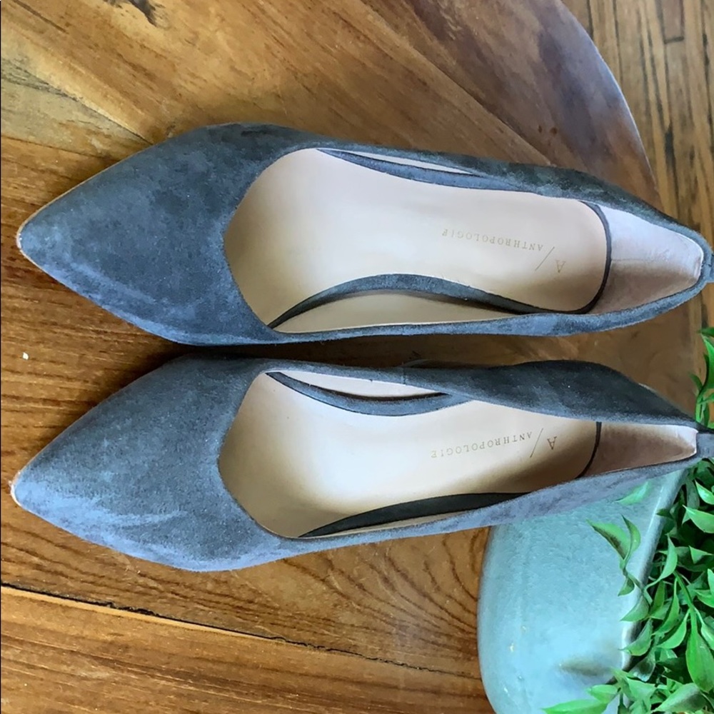 Gray stacked heels from anthroplogie